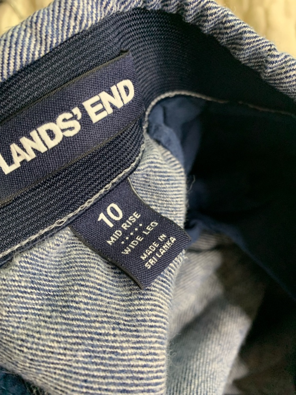 linen blend blue Chambray pull on wideleg mid-rise pull on pant lands’ End 10 - Picture 10 of 11
